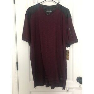 Aknowledge Men's Big & Tall Short Sleeve Shirt Top Size 3XB Burgundy Black